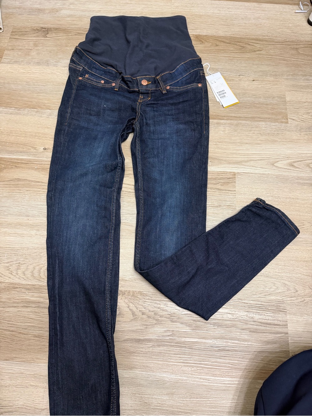 H&M Maternity Dark Wash Navy Jeans with Stretch Panel